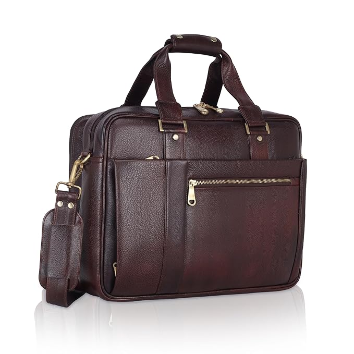 Genuine Leather Laptop Office Bag For Men Durable Professional Briefcase Best Messenger Bag Unisex With Trolley Strap