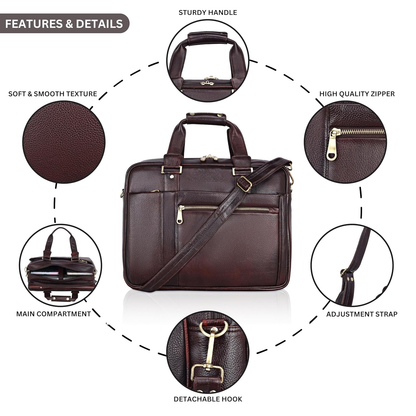 Genuine Leather Laptop Office Bag For Men Durable Professional Briefcase Best Messenger Bag Unisex With Trolley Strap